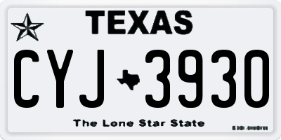 TX license plate CYJ3930