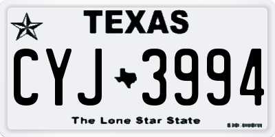 TX license plate CYJ3994