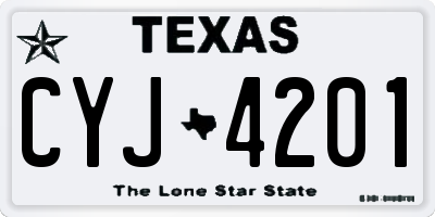 TX license plate CYJ4201