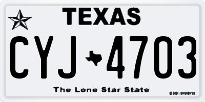 TX license plate CYJ4703