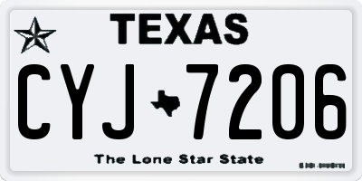 TX license plate CYJ7206