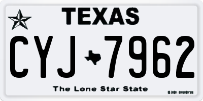 TX license plate CYJ7962