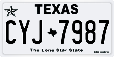 TX license plate CYJ7987