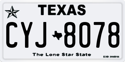 TX license plate CYJ8078