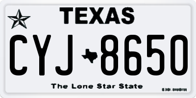 TX license plate CYJ8650