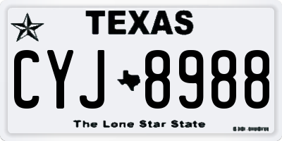 TX license plate CYJ8988