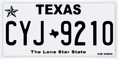 TX license plate CYJ9210