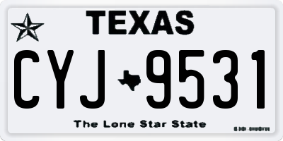 TX license plate CYJ9531