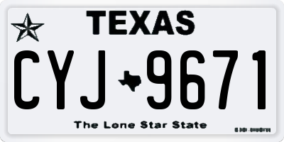 TX license plate CYJ9671