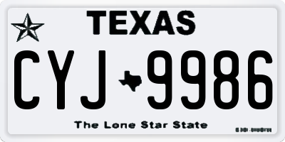 TX license plate CYJ9986