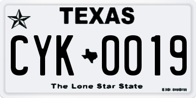 TX license plate CYK0019