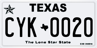 TX license plate CYK0020