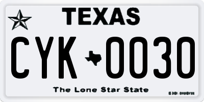 TX license plate CYK0030
