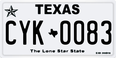 TX license plate CYK0083