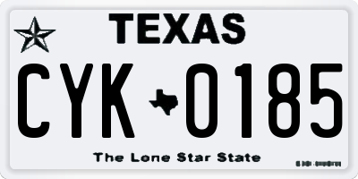TX license plate CYK0185