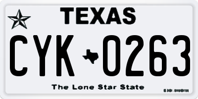 TX license plate CYK0263