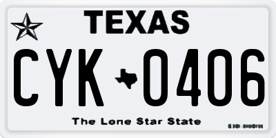 TX license plate CYK0406
