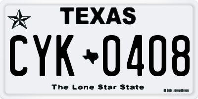 TX license plate CYK0408