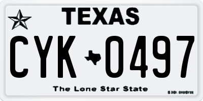 TX license plate CYK0497