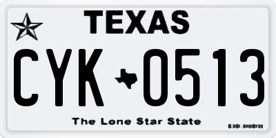 TX license plate CYK0513