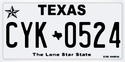 TX license plate CYK0524