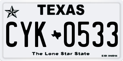 TX license plate CYK0533