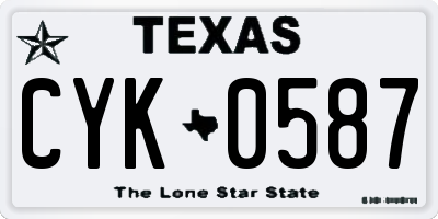 TX license plate CYK0587