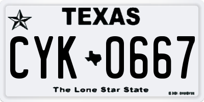 TX license plate CYK0667
