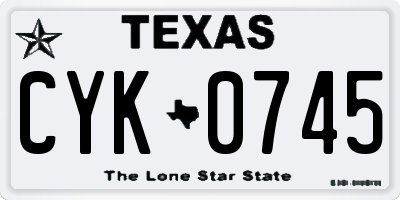 TX license plate CYK0745