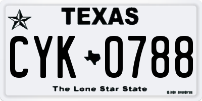 TX license plate CYK0788