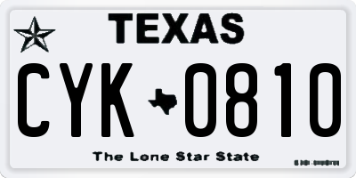TX license plate CYK0810