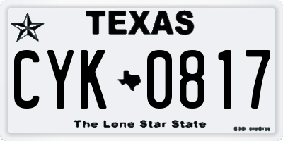 TX license plate CYK0817