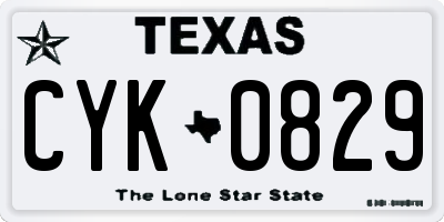 TX license plate CYK0829