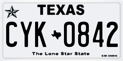 TX license plate CYK0842