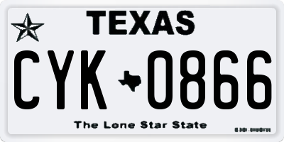 TX license plate CYK0866
