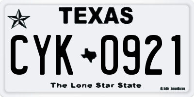 TX license plate CYK0921