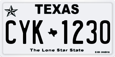 TX license plate CYK1230