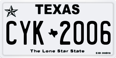 TX license plate CYK2006