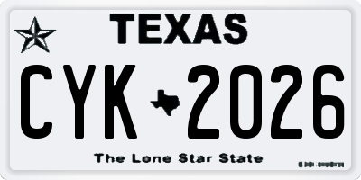TX license plate CYK2026