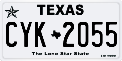 TX license plate CYK2055