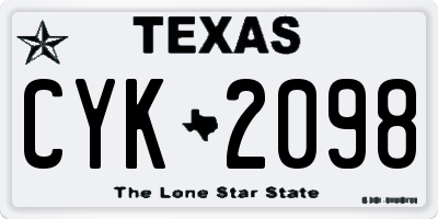 TX license plate CYK2098