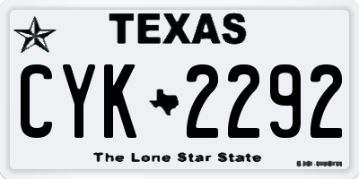 TX license plate CYK2292