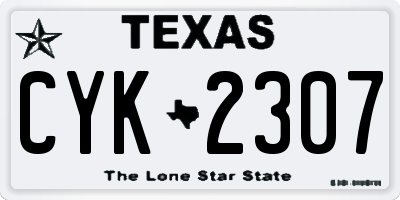 TX license plate CYK2307