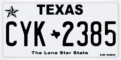 TX license plate CYK2385
