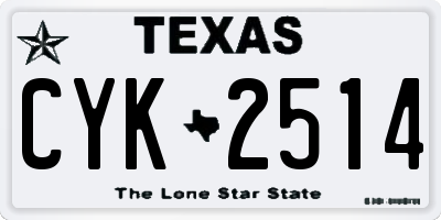 TX license plate CYK2514