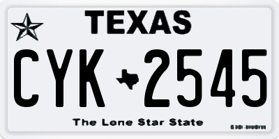 TX license plate CYK2545