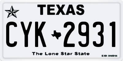TX license plate CYK2931