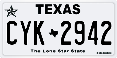 TX license plate CYK2942