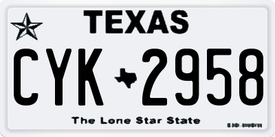 TX license plate CYK2958