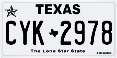 TX license plate CYK2978